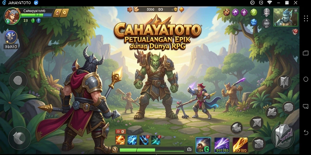 Screenshot dari gameplay CAHAYATOTO yang menunjukkan pertempuran dalam dunia RPG.