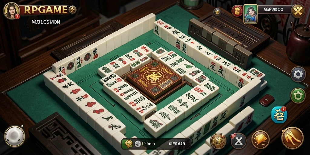 Screenshot RPGAME menampilkan gameplay Mahjong yang menarik.