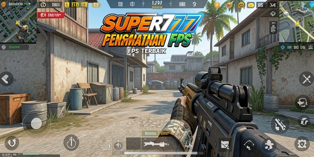 Gameplay SUPER777 menampilkan pertarungan FPS yang mengesankan.