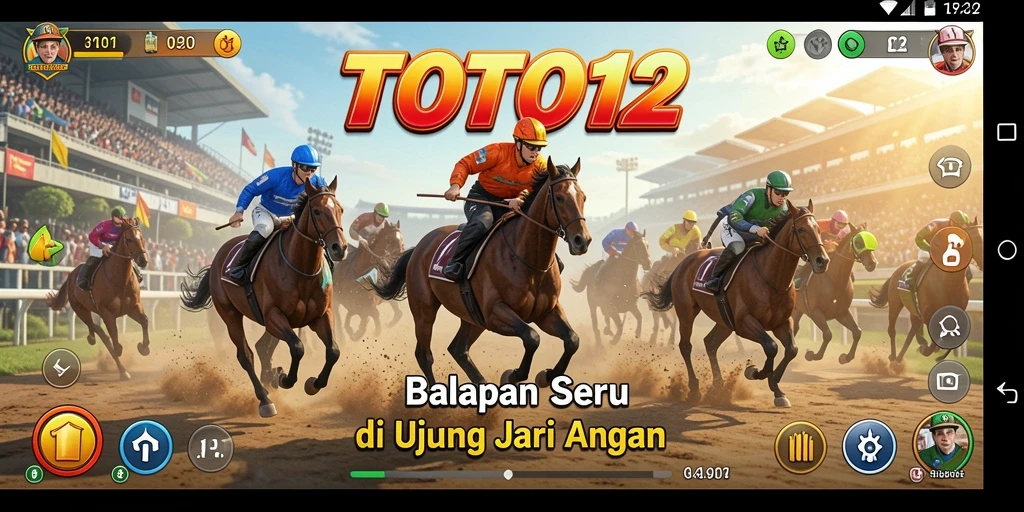 Tangkapan layar TOTO12 menampilkan aksi balapan yang mendebarkan.