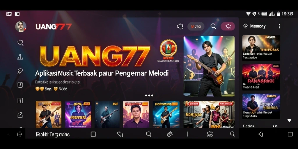 Tampilan gameplay UANG77 dengan fitur musik interaktif.